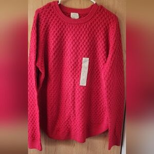 St. John's Bay Red Crew Neck Sweater with Textured Design